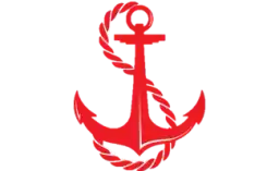 Ein roter Anker als Logo des Bootsverleihs Stöffl